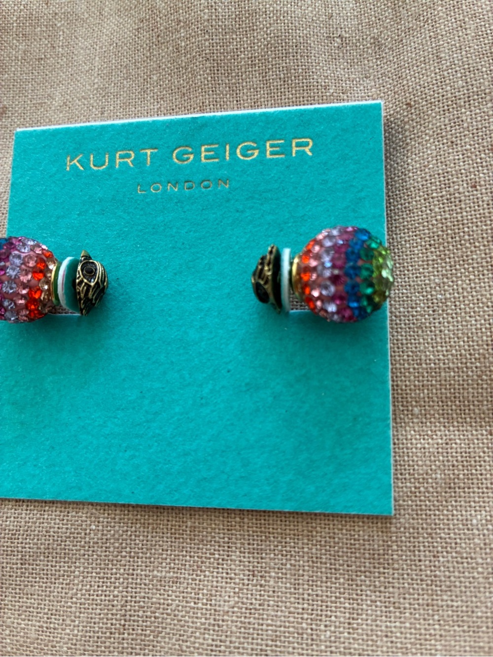 Kurt Geiger Rainbow Crystal Dome Stud Earrings - Picture 6 of 6